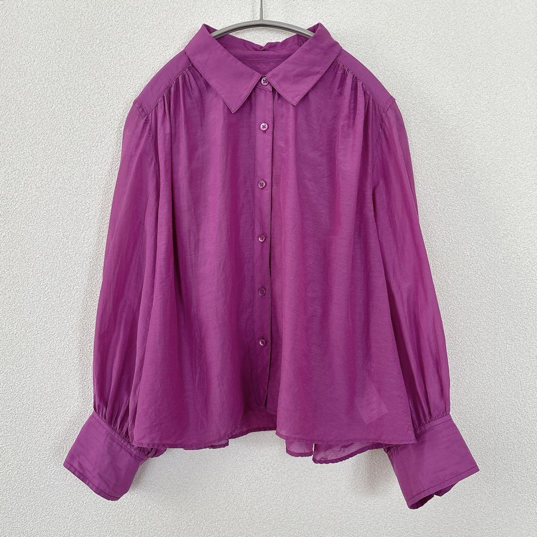 【IENA】コットンシルククロップドシャツブラウス ピンク 2024SS
