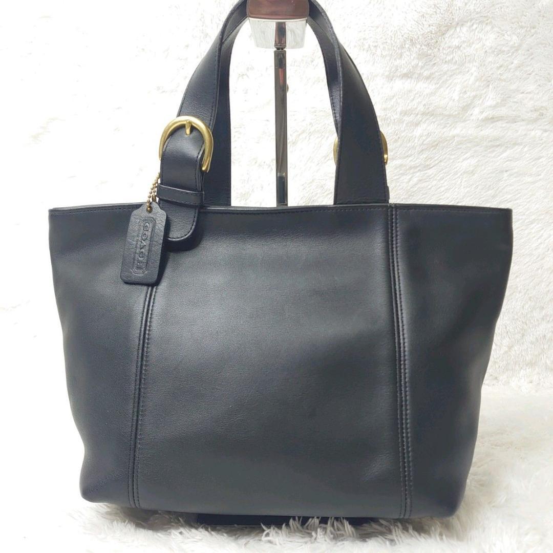 【美品】OLD COACH ハンドバッグ 舟形 グラブタンレザー 4133 黒