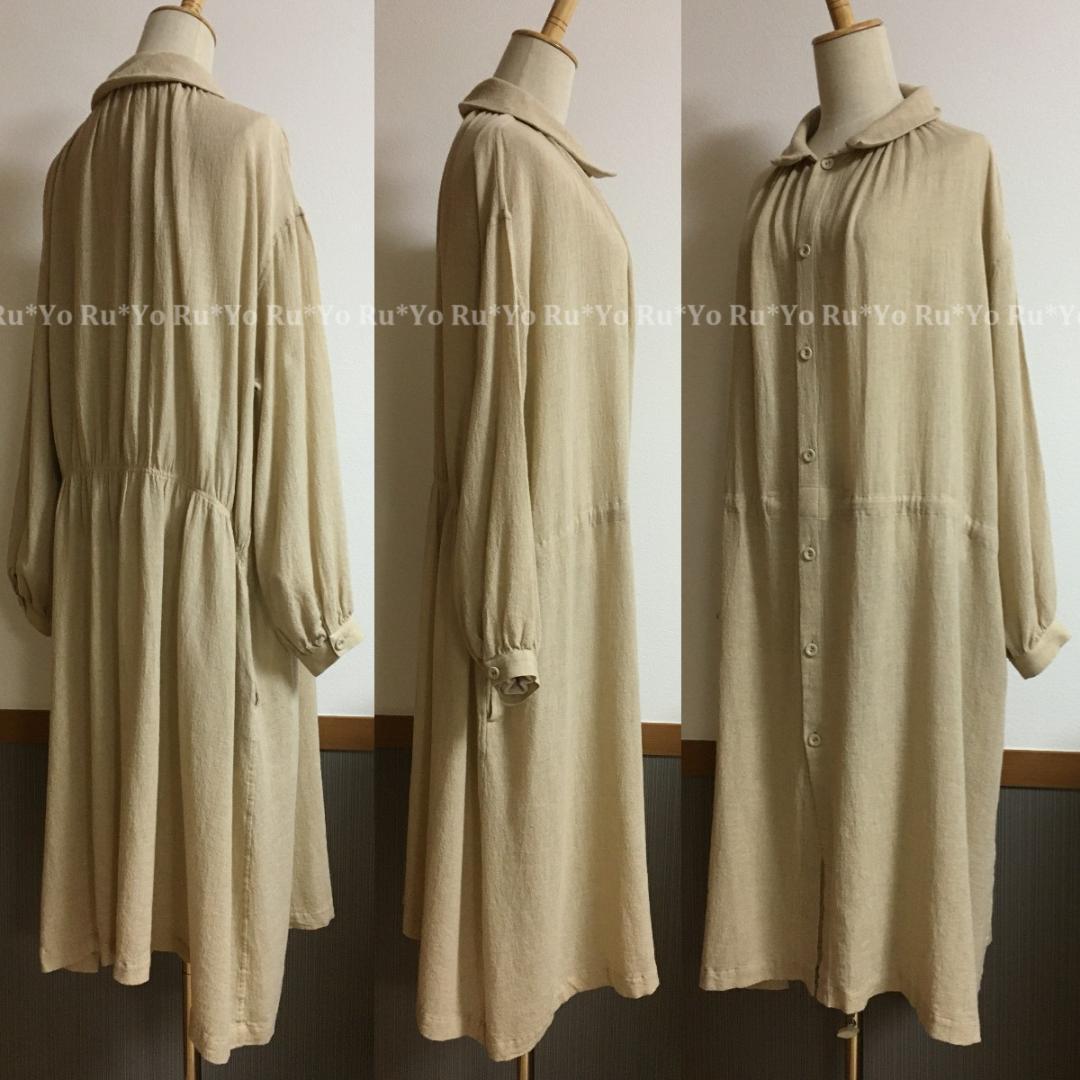 【Vlas Blomme】ウールレーヨンガーゼウエストギャザーワンピース