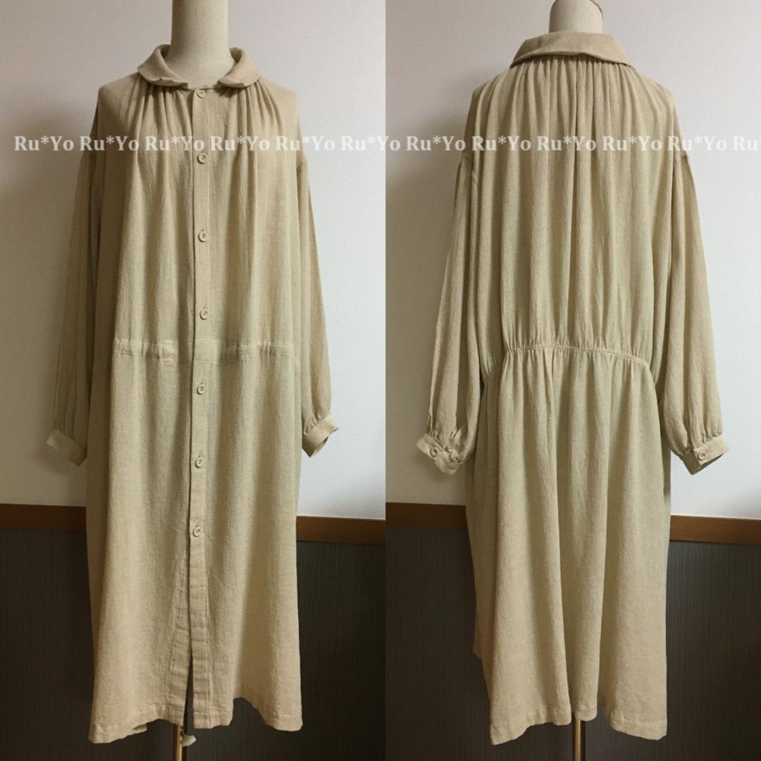 【Vlas Blomme】ウールレーヨンガーゼウエストギャザーワンピース