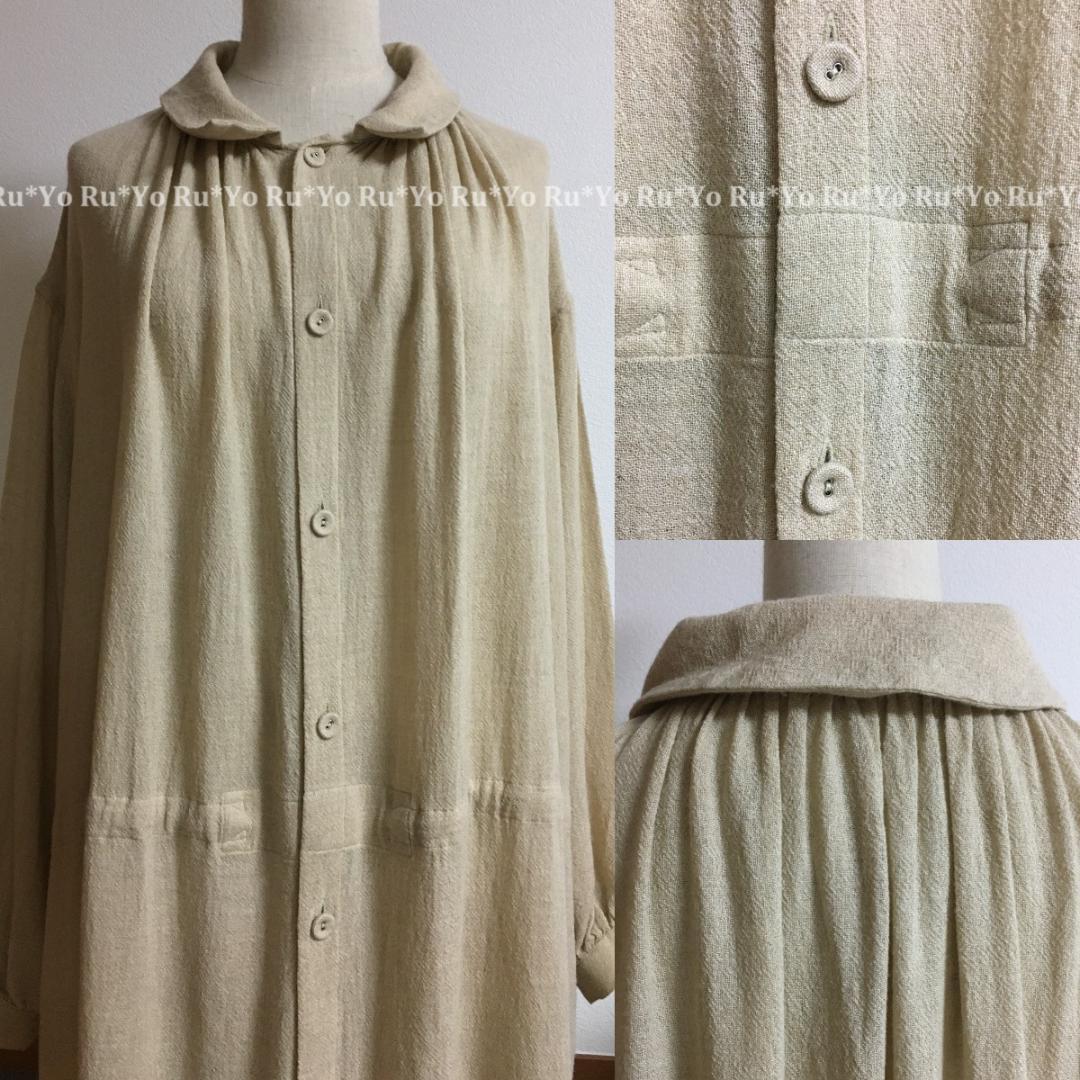 【Vlas Blomme】ウールレーヨンガーゼウエストギャザーワンピース