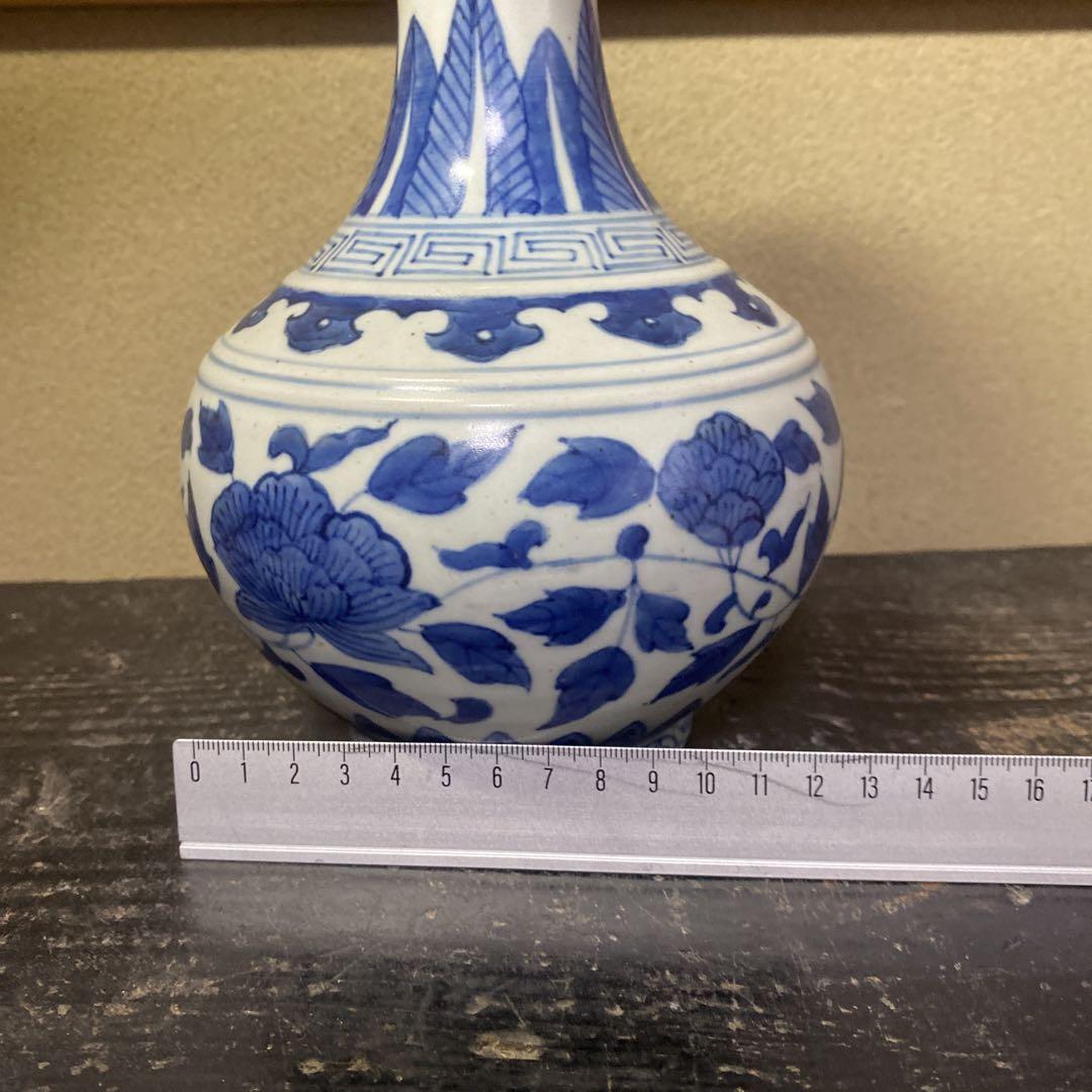 中国古玩　染付花瓶13cm22cm