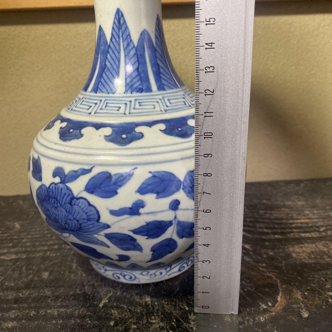 中国古玩　染付花瓶13cm22cm