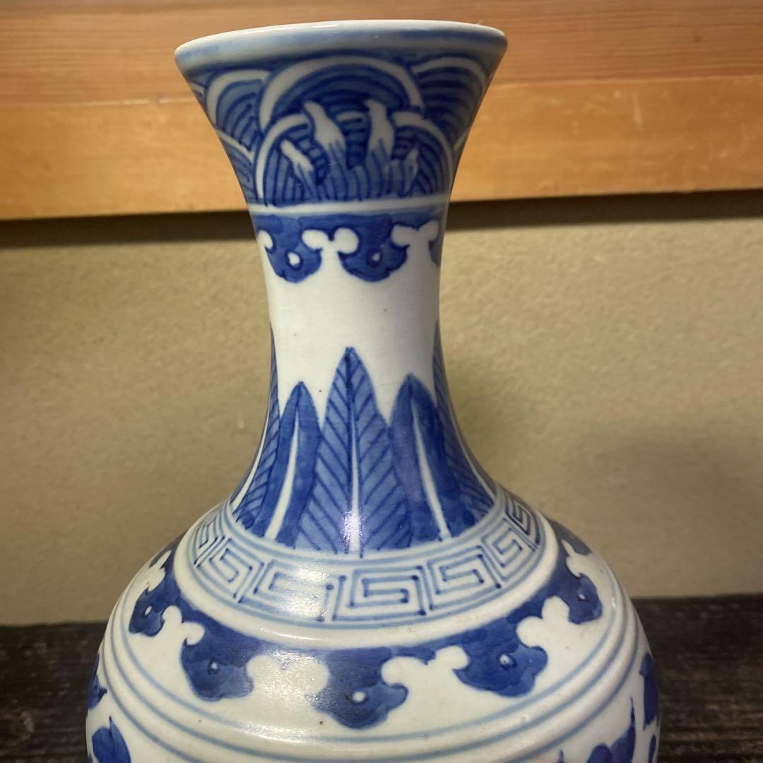 中国古玩　染付花瓶13cm22cm