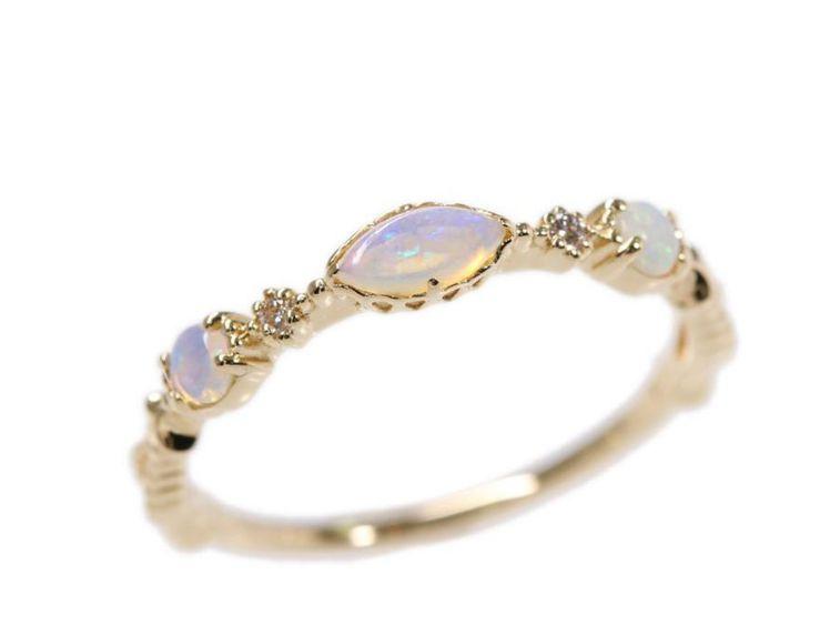アガットクラシック agete 14K ダイヤモンド オパール リング 9号-
