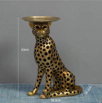【新品未使用】テーブル 置物 ヒョウ ゴールド 豹 特大サイズ 金属テーブル付き 画像6
