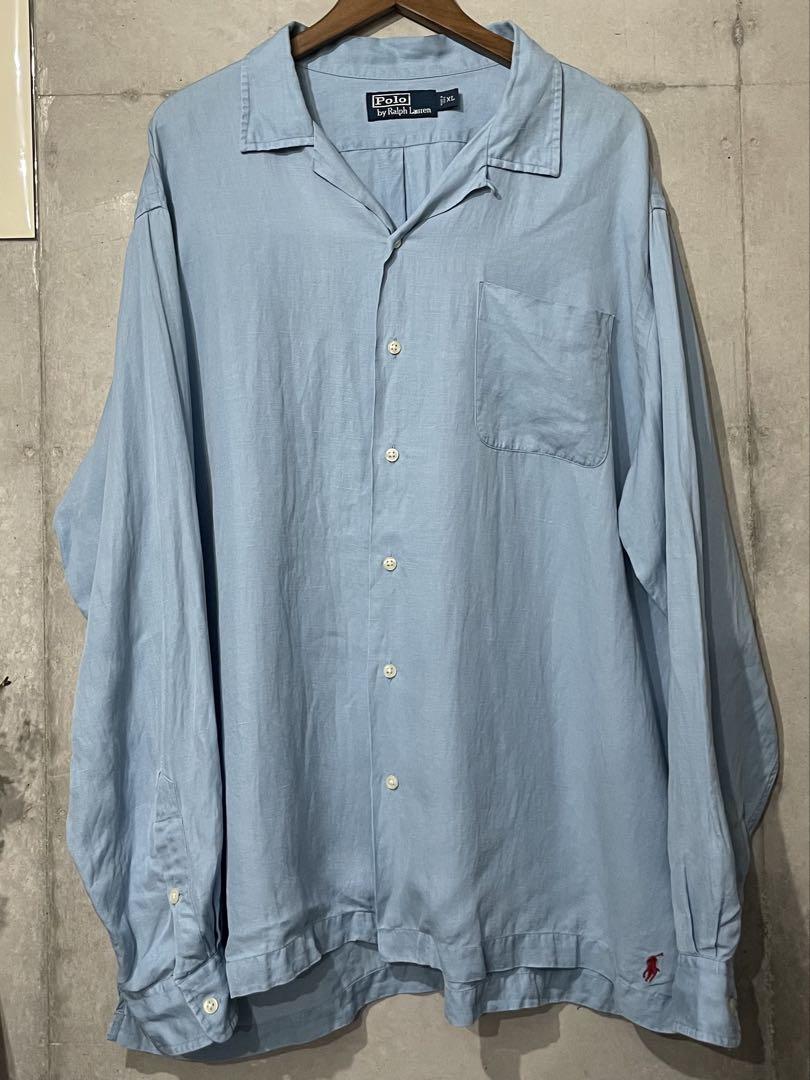 90s Ralph Lauren オープンカラーシャツ シルクリネン