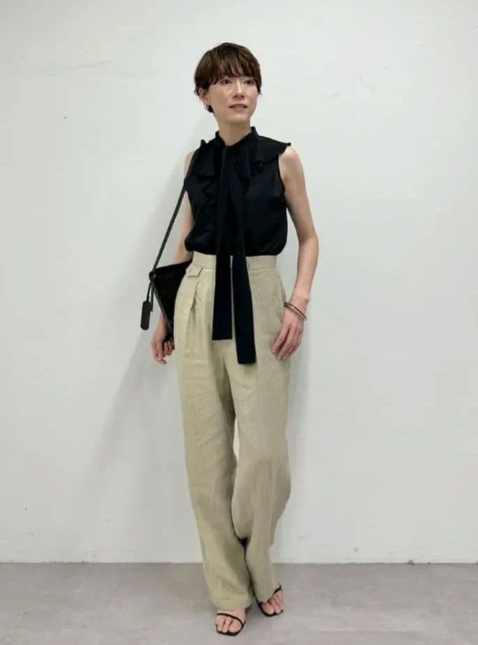 ウィムガゼット ノースリーブフリルボウブラウス ウィムガゼット ノースリーブフリルボウブラウス