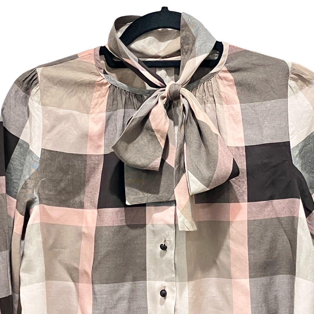 BLUE LABEL ブルーレーベル ボウタイブラウス ブラウス M チェック