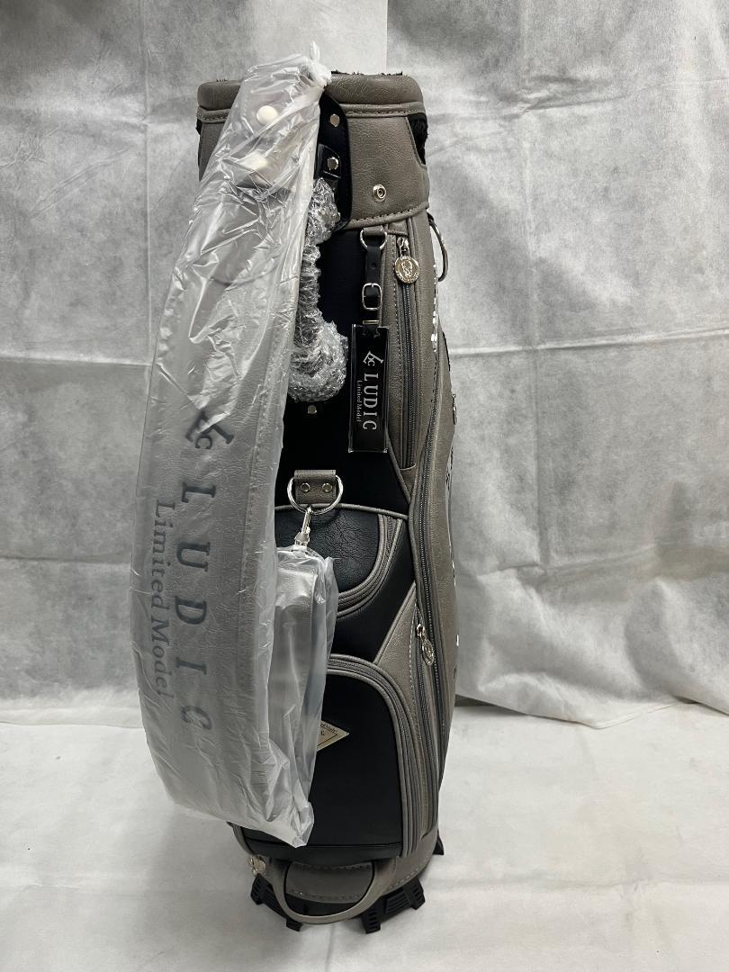 新品 ルディックゴルフ スカル 合皮 限定キャディバッグ GY×BK