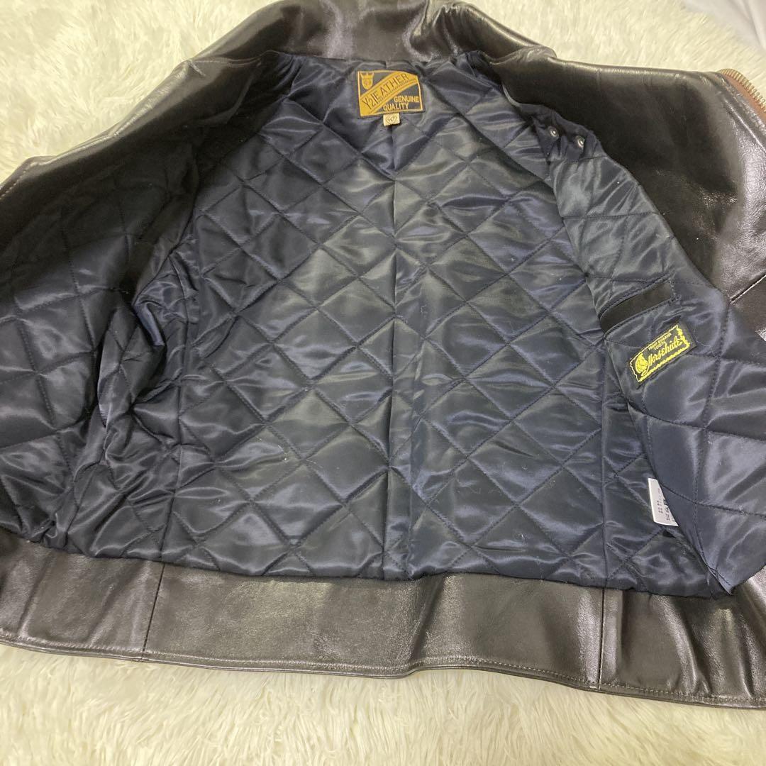 【美品】ワイツーレザー ダブルライダースジャケット 40 馬革 ホースハイド L