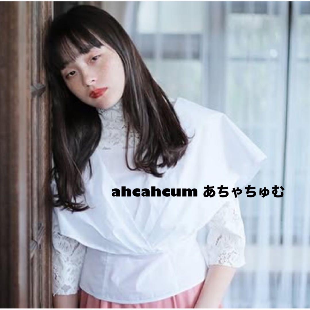 ahcahcum あちゃちゅむ タイプライターとレースの切り替えブラウス
