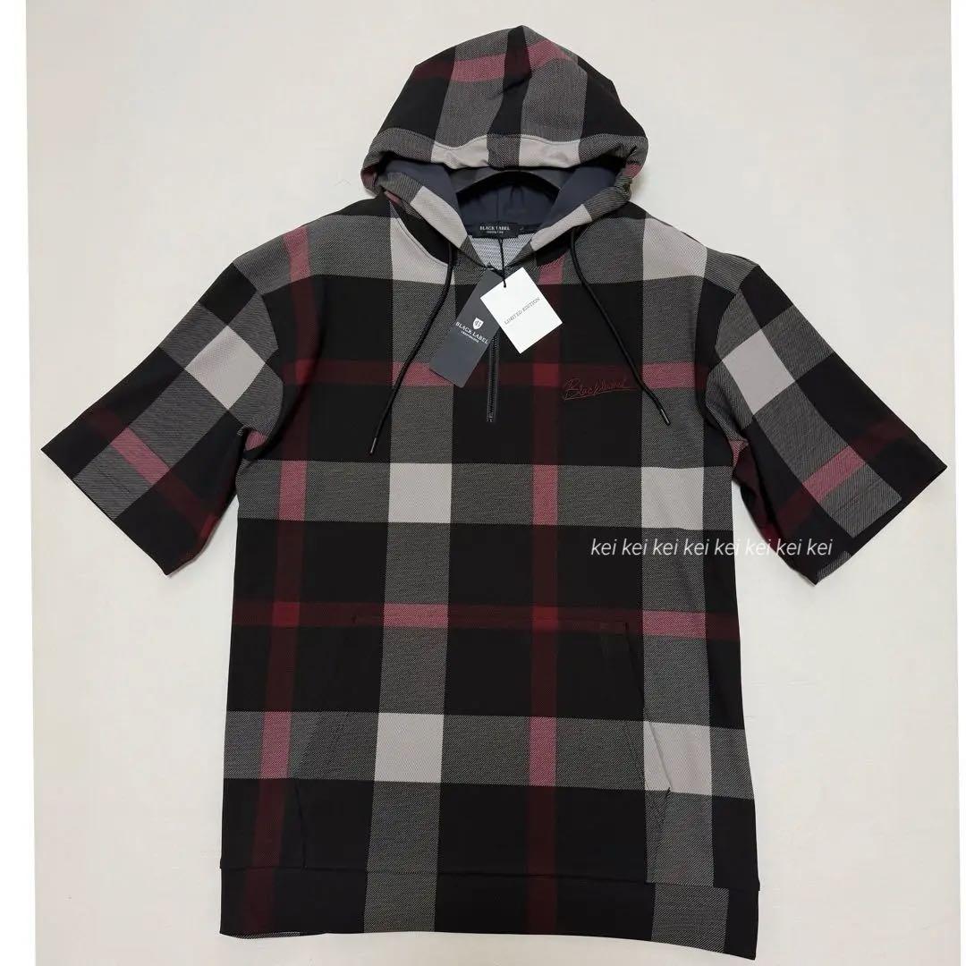 【新品】ブラックレーベル　クレストブリッジチェックハーフジップパーカー　サイズL