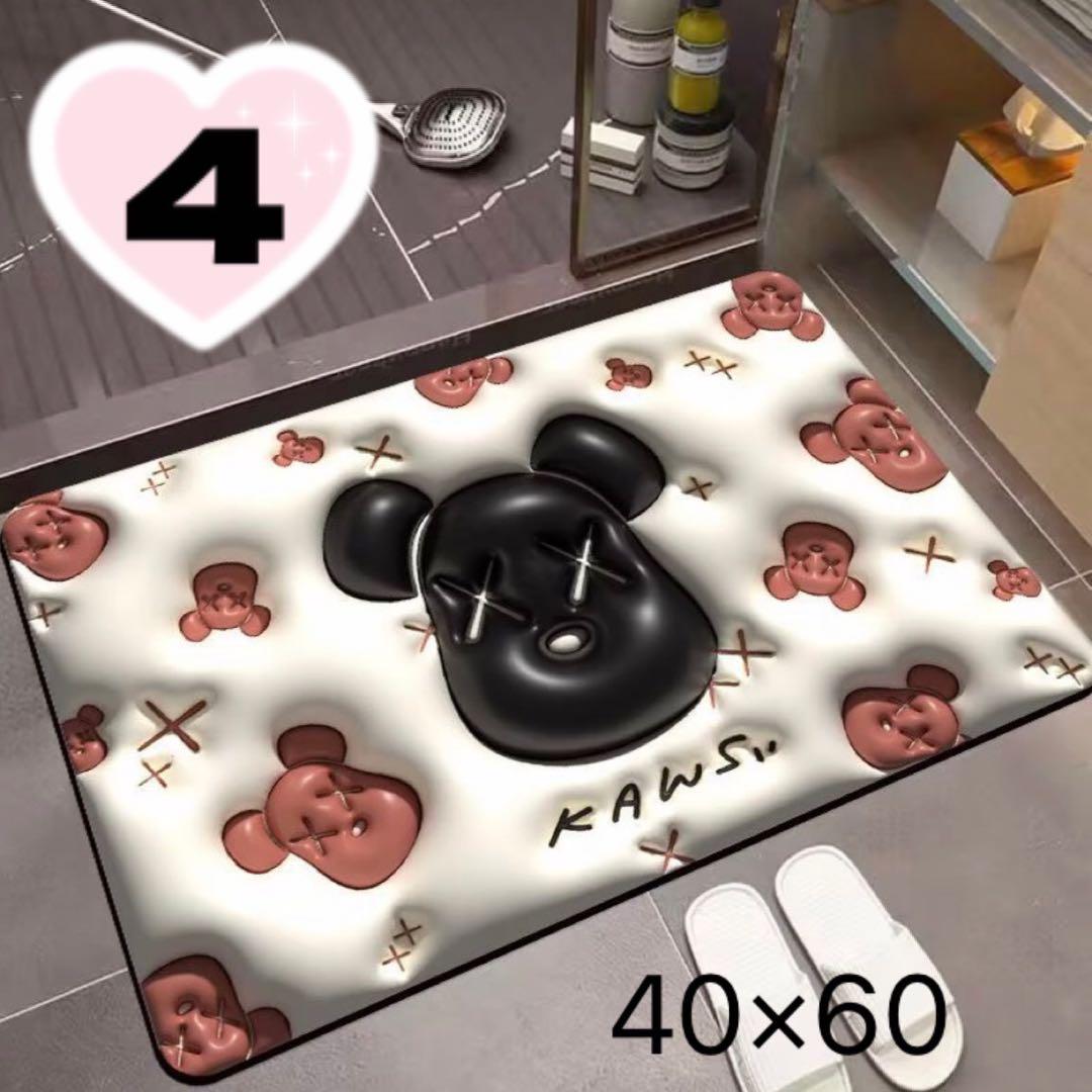 3D バスマットクマ吸水速乾割れない珪藻土軽い洗える滑り止め