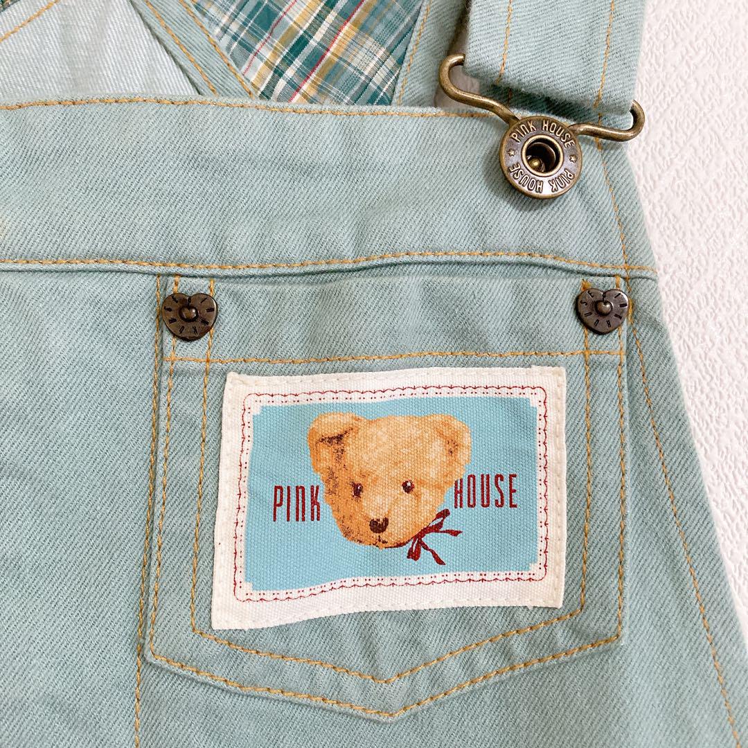 ピンクハウス　ジャンパースカート　くま　刺繍　パッチ　F　グリーン　コットン
