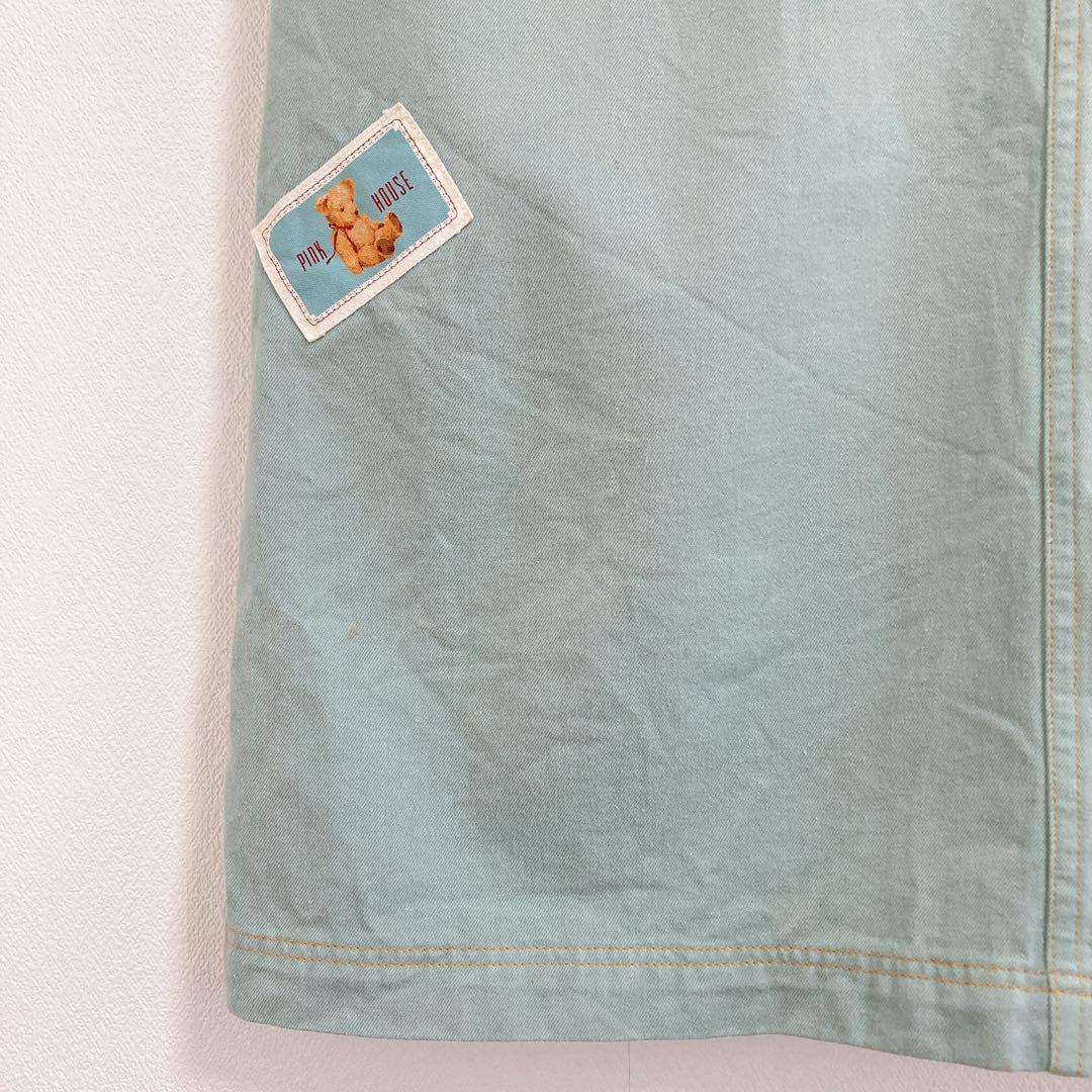 ピンクハウス　ジャンパースカート　くま　刺繍　パッチ　F　グリーン　コットン