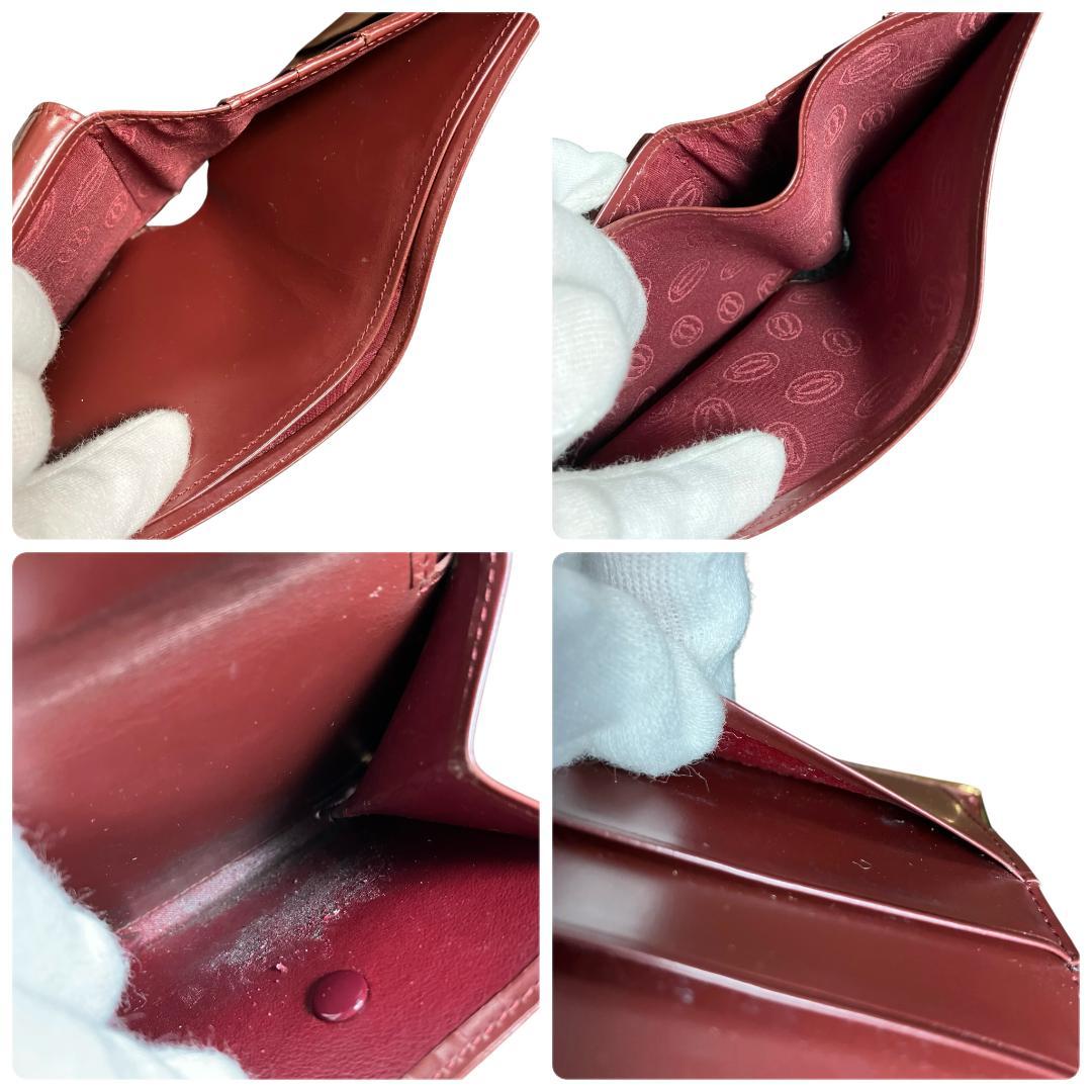 【美品】Cartier カルティエ ボルドー レザー マストライン 折財布 【美品】Cartier カルティエ ボルドー レザー マストライン 折財布