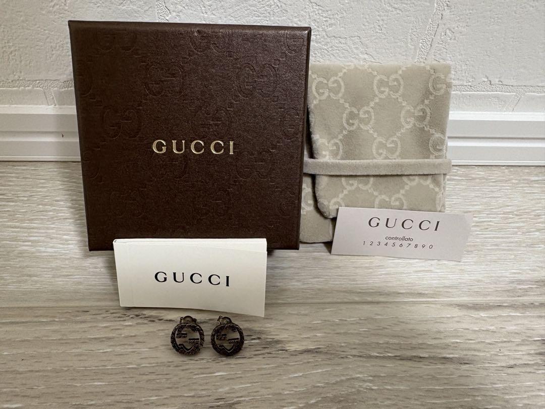 美品GUCCI グッチ インターロッキング G シルバー ピアス