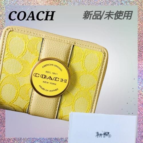 本格派ま！ COACH コンパクトファスナー財布 イエロー - 小物