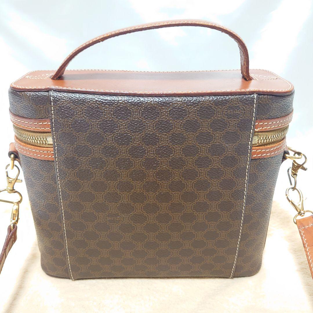 美品 CELINE マカダム柄 バニティバッグ ポーチ 2way ハンドバッグ