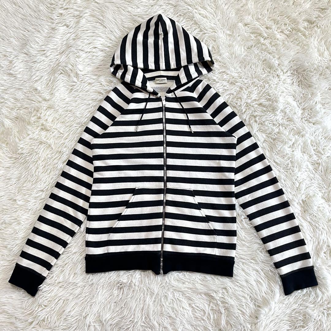 SAINT LAURENT サンローラン ボーダージップアップパーカー S