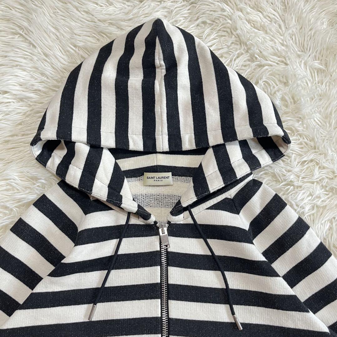SAINT LAURENT サンローラン ボーダージップアップパーカー S
