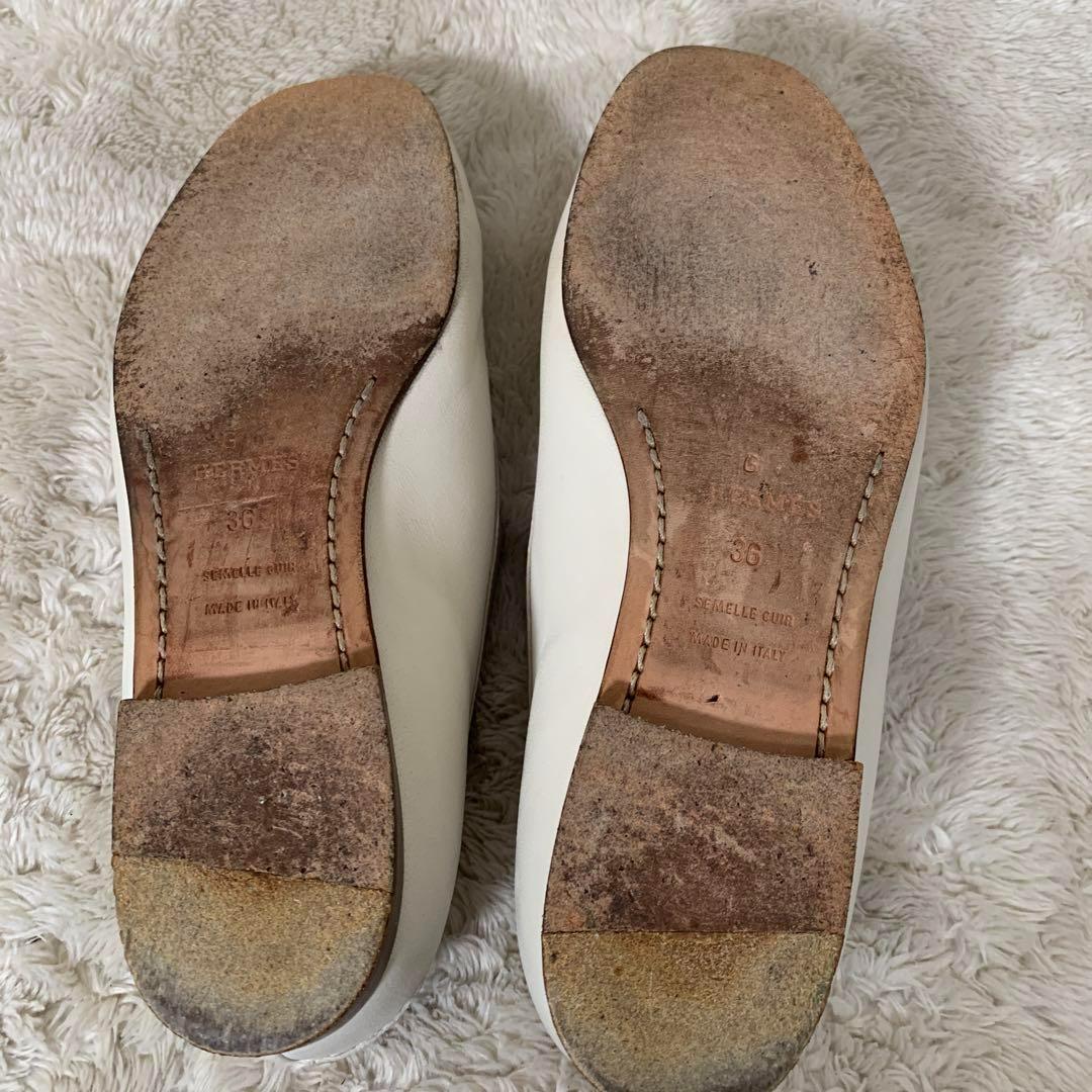 HERMES エルメス　ローファー　革靴　ホワイト