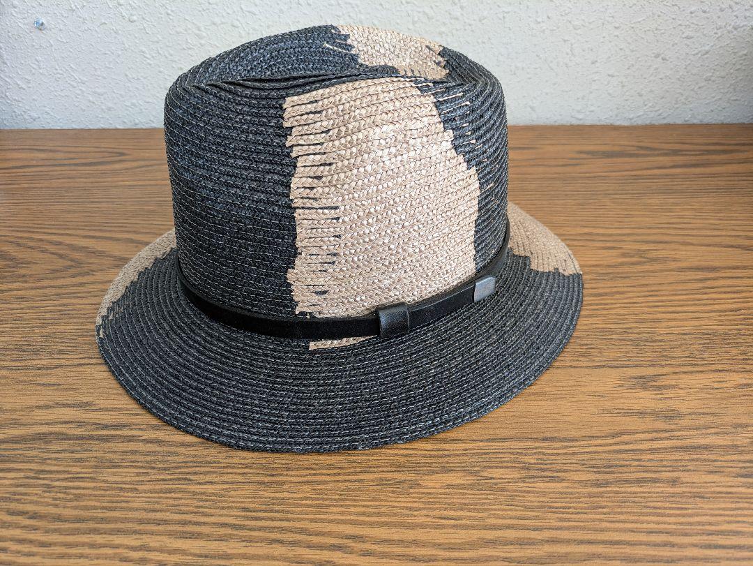 Tokio Hats 麦わらハット 56.5 cm 黒とベージュ 日本製