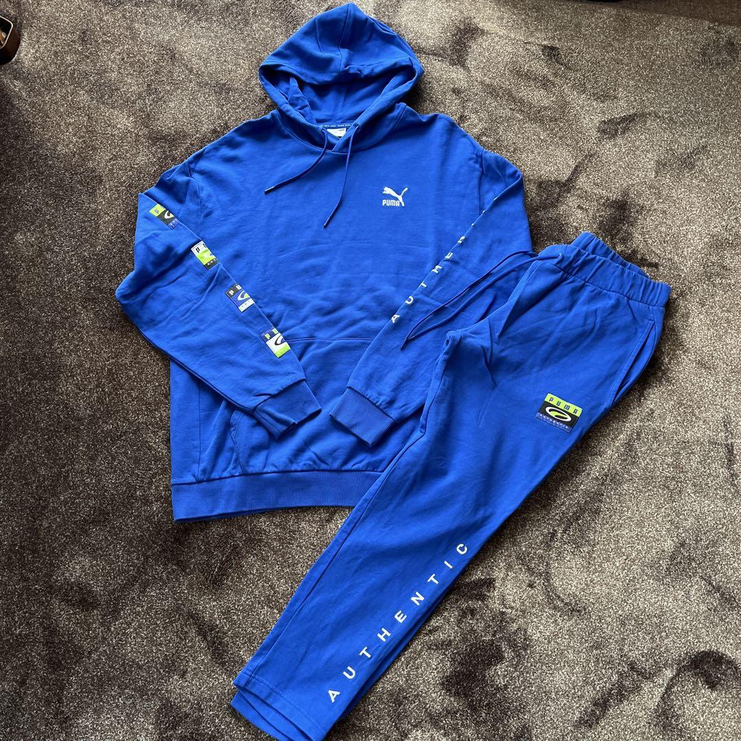 PUMA フード付きスウェット(us M) パンツ(us S)セット ブルー