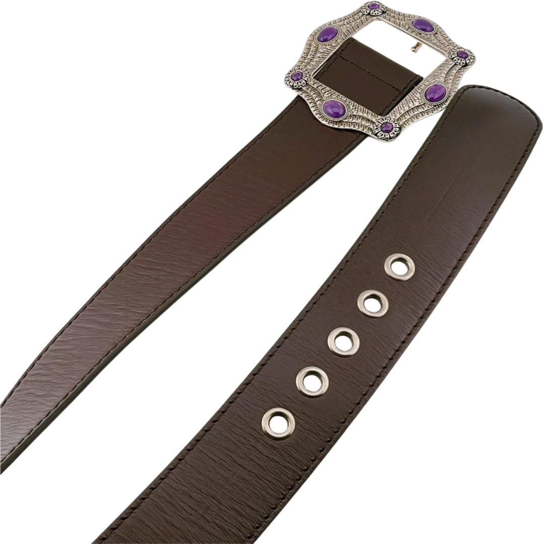 GUCCI グッチ カラーストーン サイズ75 シルバー金具ベルト 650024 画像5
