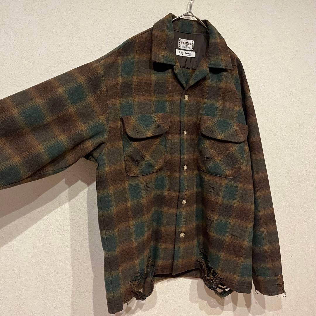 ダメージオンブレチェックシャツM