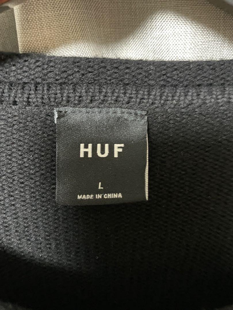 新作　huf ニット　L 黒　ジャガードニット　ハフ
