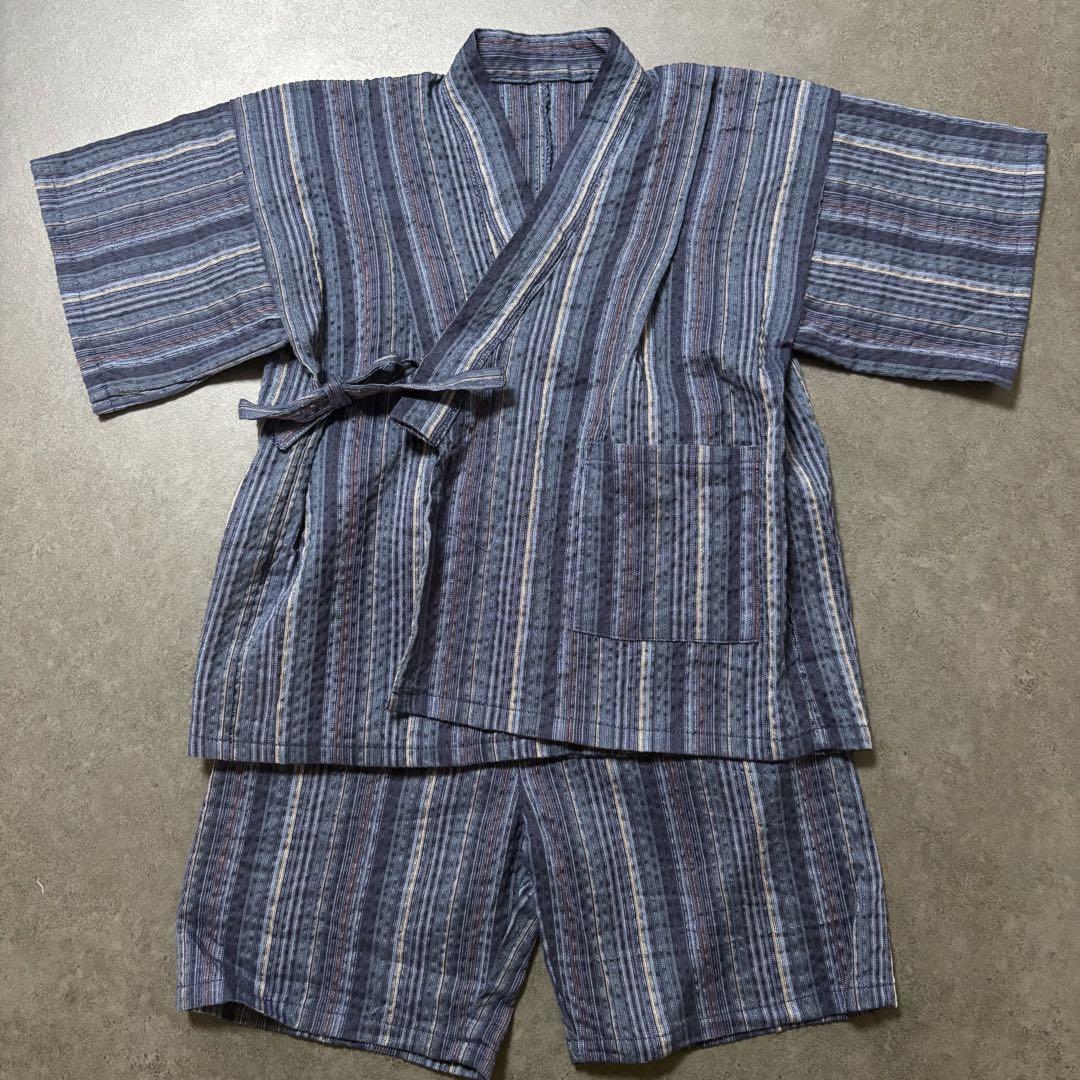 【2025春夏新作】 ハンドメイド しじら織甚平（100cm） - メルカリ 着物・浴衣・和小物