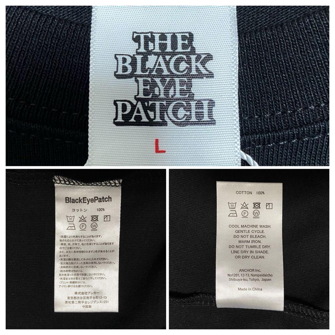 【新品・ステッカー付】ブラックアイパッチ×チーム友達 取扱注意 Tシャツ 黒 L