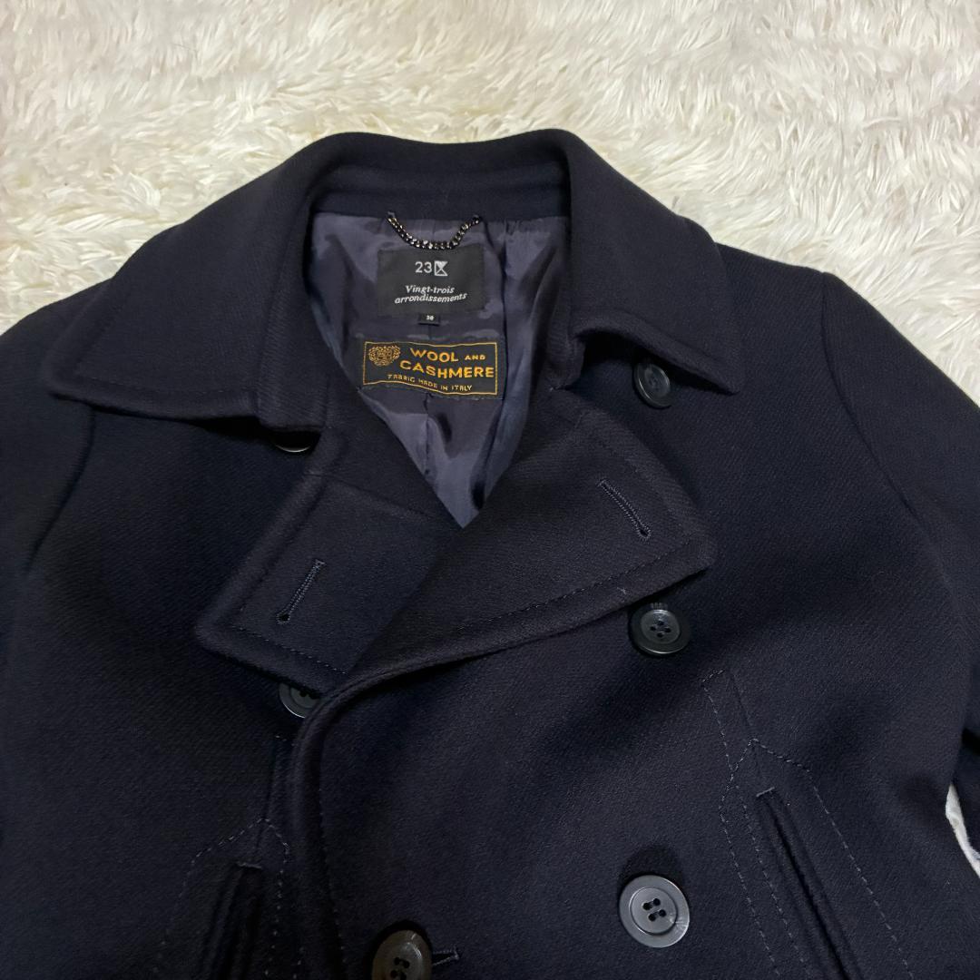 【未使用級】23区　ダブル ピーコート カシミヤ混　ブラック　Mサイズ