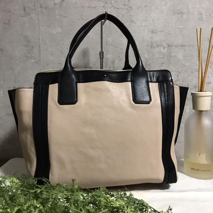 得価HOT 美品工房 ハンドバッグ レザー アイボリー×ブラック xedqN-m69964123632 美品 Chloe クロエ NEW得価