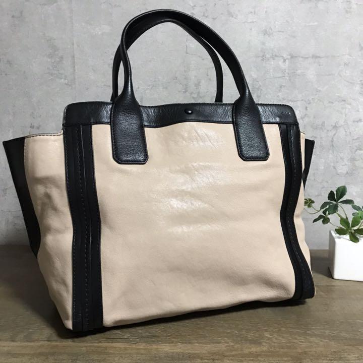 得価HOT 美品工房 ハンドバッグ レザー アイボリー×ブラック xedqN-m69964123632 美品 Chloe クロエ NEW得価