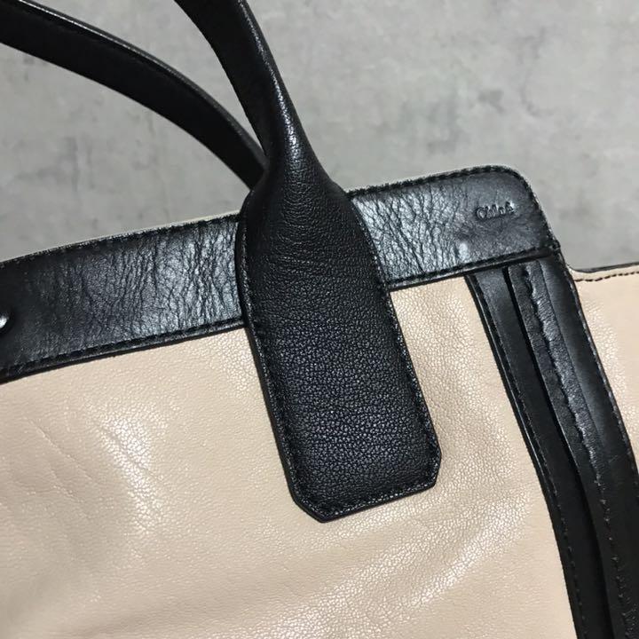得価HOT 美品工房 ハンドバッグ レザー アイボリー×ブラック xedqN-m69964123632 美品 Chloe クロエ NEW得価