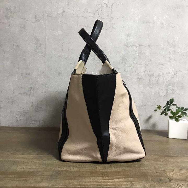 得価HOT 美品工房 ハンドバッグ レザー アイボリー×ブラック xedqN-m69964123632 美品 Chloe クロエ NEW得価