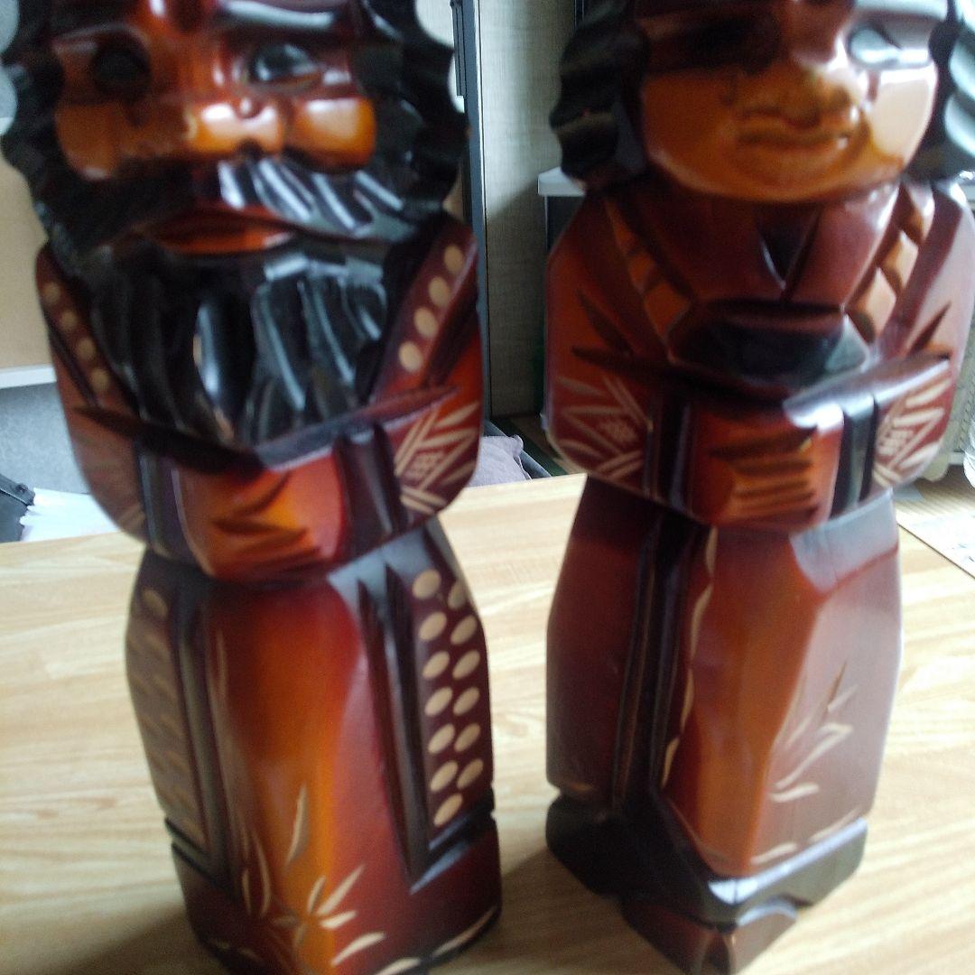 木製彫刻 フィギュア 2体セット 約30cm