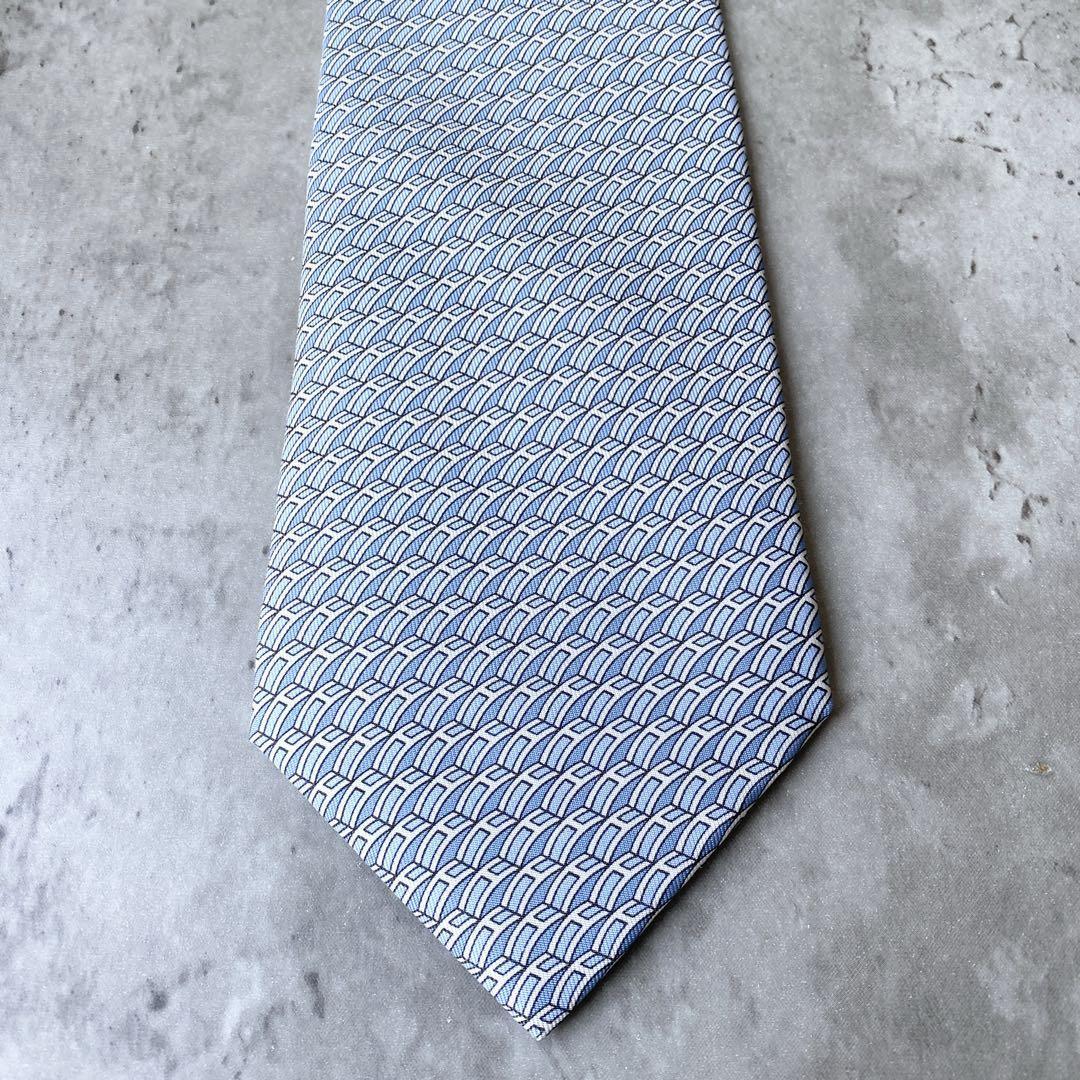 極美品】HERMES ネクタイ 新品同様 ブルー タイト 小紋 希少品