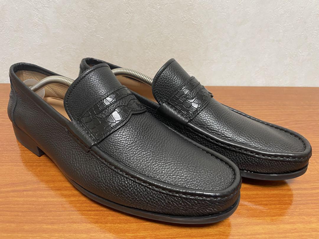 MAGNANNI【マグナーニ】黒 レザー ローファー クロコ型押し