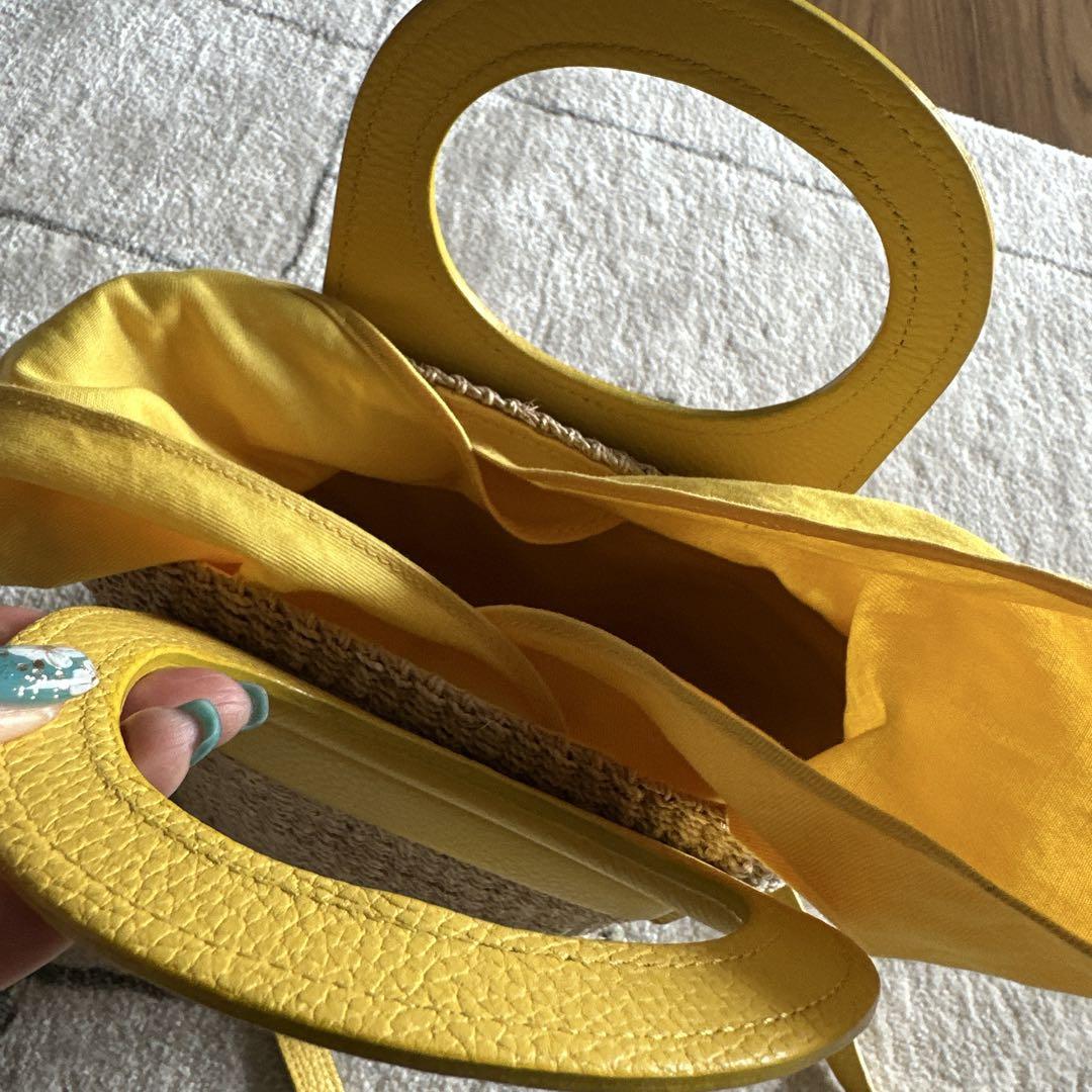 VIOLAd'ORO バッグ かごバッグ レディース イエロー アバカ×牛革