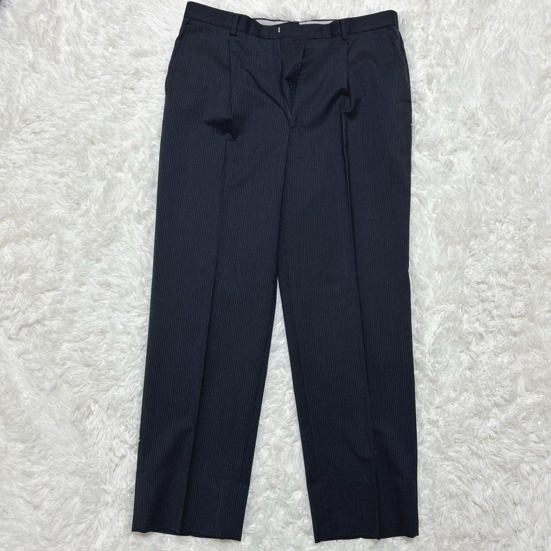 大きい Savile Row スーツセット AB7 黒　ストライプ　XL