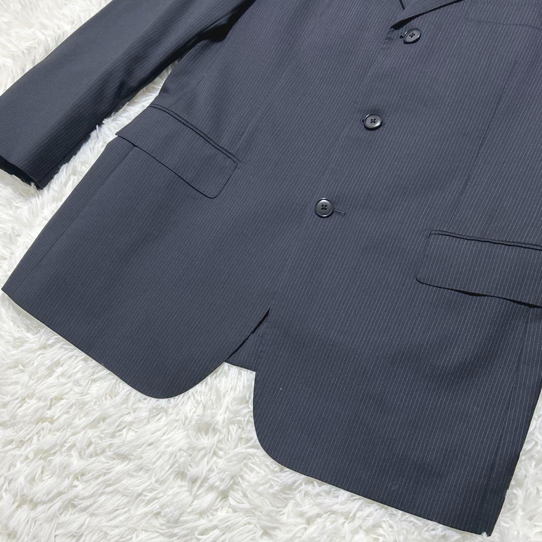 大きい Savile Row スーツセット AB7 黒　ストライプ　XL