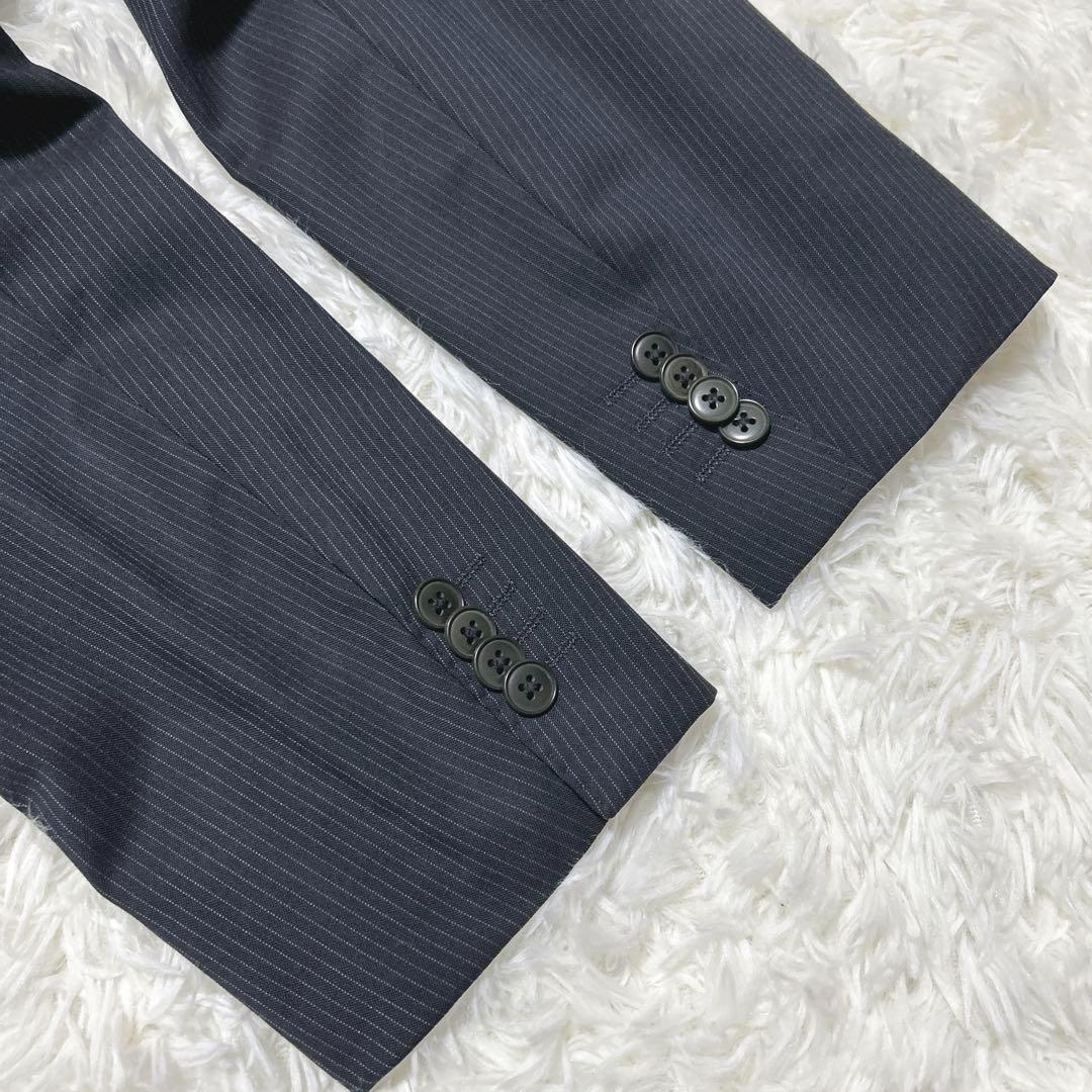 大きい Savile Row スーツセット AB7 黒　ストライプ　XL