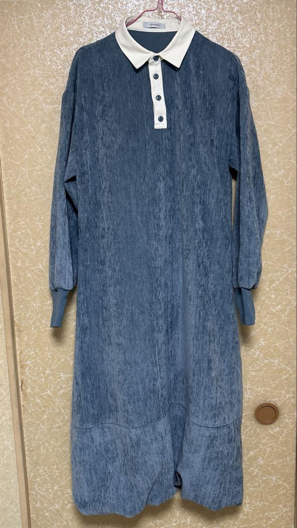 JEANASIS ベロアポロバルーンワンピース