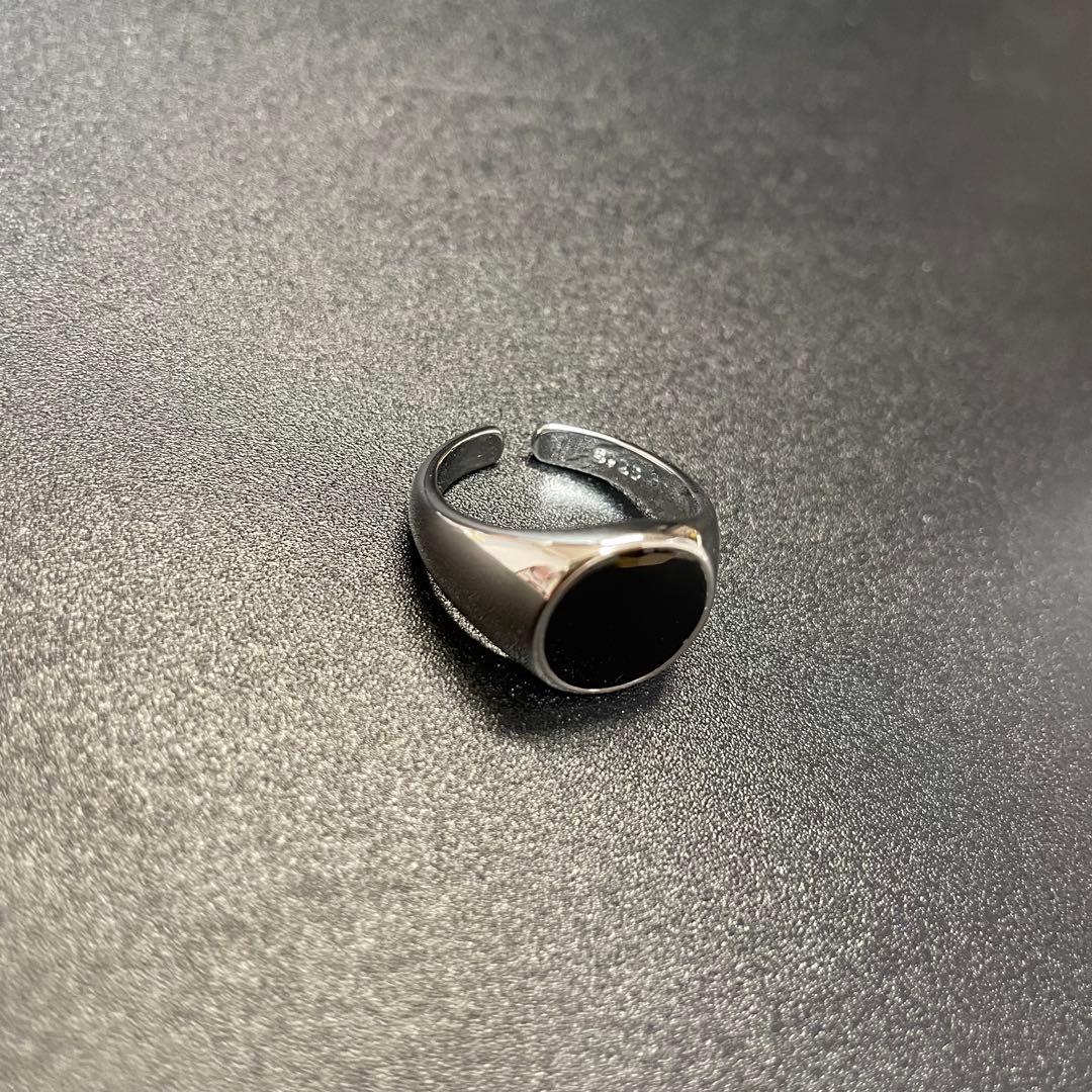 人気アイテム シルバーデザインリング オニキス オーバル シルバー925