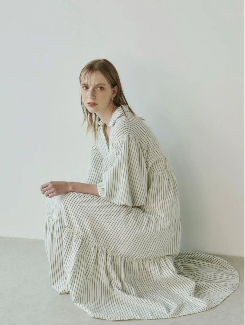 ワンピース ollun stripe tiered one piece M 新品】ollun(オルン)stripe tiered one piece
