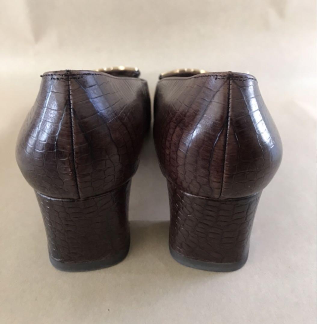【美品】 FERRAGAMO/ チャンキーヒールパンプス /ガンチーニ /レザー